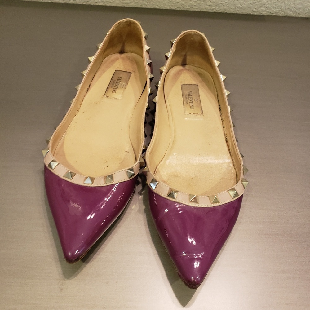 Valentino 'Rockstud' Purple Ballerina Flat 38.5